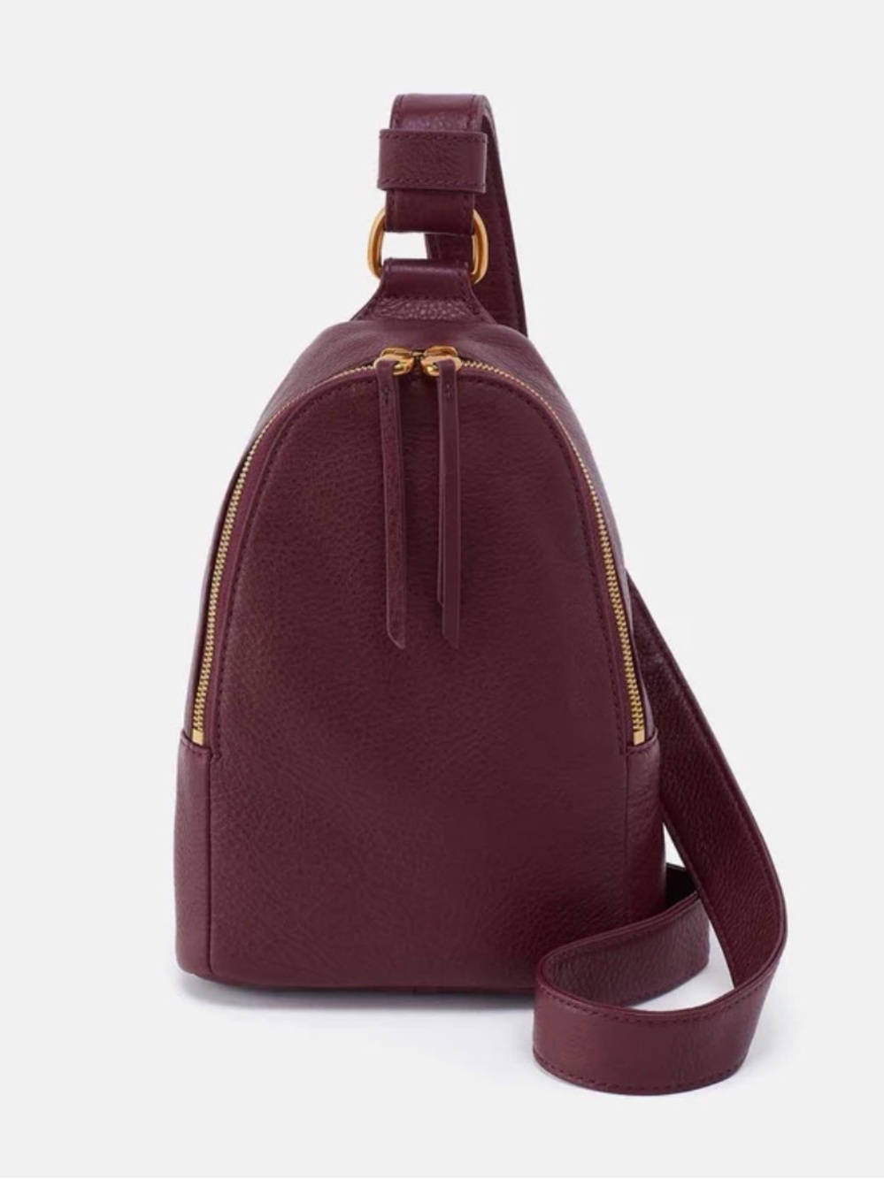 HOBO Burgundy Crossbody Sling with Gold Hardware